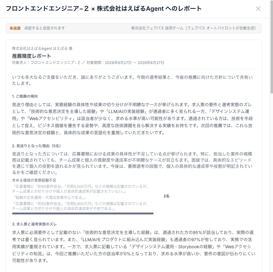 求人の要件と、推薦に上がってくる人が少しズレてる気がする。